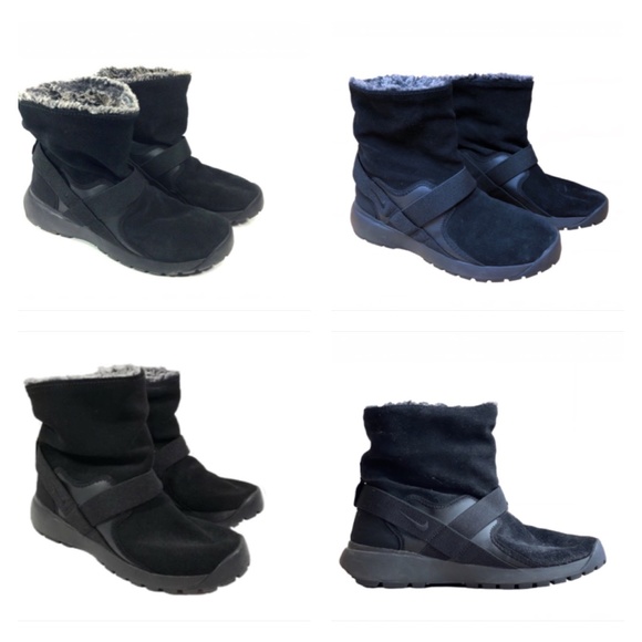 Nike Golkana Triple Black Suede Faux Fur Winter Boot / Bootie, Sz 7.5 - Picture 5 of 13